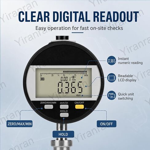 0-6.5mm Digital Surface Roughness Meter, Digital Surface Profile Gauge, ±0.003mm Accuracy, 0.001mm Resolution, mm/inch, USB Rechargeable for Sandblasting & Coating Inspection in Kuwait