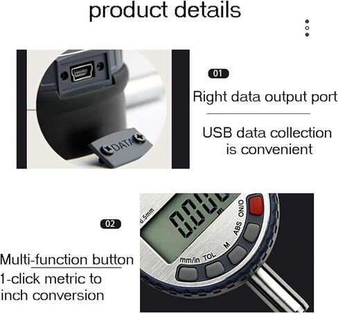 Surface Roughness Tester, Digital Surface Profile Gauge with USB Data Output - 0-6.5/12.7/25/50mm, 0.001mm Resolution, Roughness Tester, for Sandblasting, Grinding & Coating Inspection in Kuwait