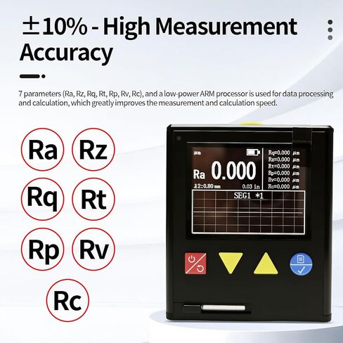 ZFX-R1 Surface Roughness Gauges, Portable Roughness Tester, Handheld Surface Roughness Tester with High Precision, 7 Parameters (Ra/Rz/Rq/Rt/Rp/Rv/Rc), for Metal & Non-Metal Surface Measurement in Kuwait