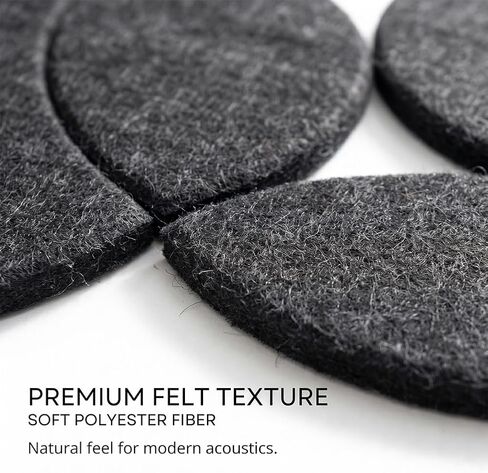 6-Piece Self-Adhesive Felt Wall Tiles, Semi-Circle Acoustic Panels for Home Office Decor, Modern Wall Art, Black in Kuwait