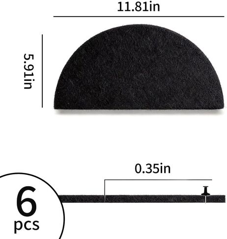 6-Piece Self-Adhesive Felt Wall Tiles, Semi-Circle Acoustic Panels for Home Office Decor, Modern Wall Art, Black in Kuwait