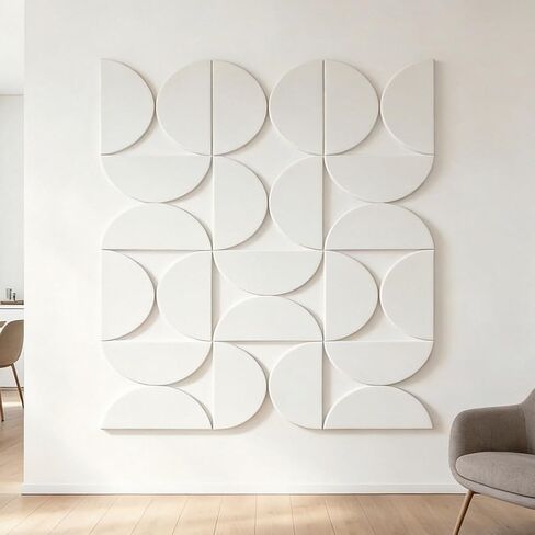 6-Piece Self-Adhesive Felt Wall Tiles, Semi-Circle Acoustic Panels for Home Office Decor, Modern Wall Art, Black in Kuwait