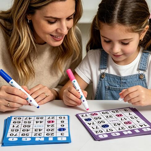 Bingo Paper Game Cards - 500 Sheets - 100 Books of 5 Colors -4 Inch Square Size for Bingo Games or Family Game Nights,Come with 2Pcs Dot Markers in Kuwait
