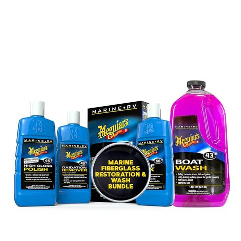 نظام استعادة الألياف الزجاجية البحرية/Rv من Meguiar + غسيل القارب، غسيل القارب + مجموعة الشمع والتلميع البحري، يستعيد ويحمي الألياف الزجاجية ومعطف الجل - 64 أونصة in Kuwait