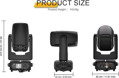 SHEHDS GalaxyJet 300W LED Moving Head Light, Prism Effect, Frost Andcolor Disceffects, 14-Slot GOBO Wheel, DMX512 for Party, KTV, School, Stage Show in Kuwait