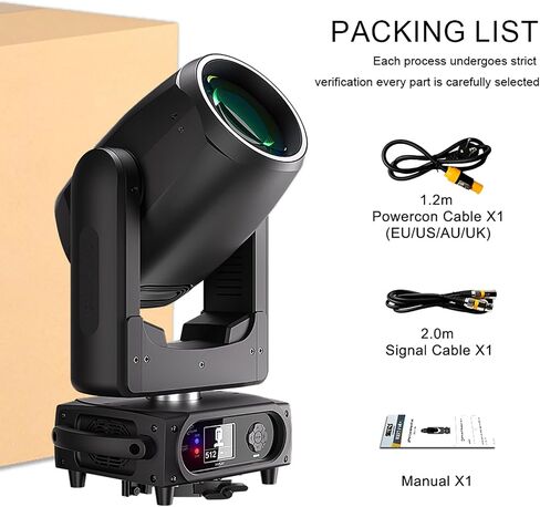 SHEHDS GalaxyJet 300W LED Moving Head Light, Prism Effect, Frost Andcolor Disceffects, 14-Slot GOBO Wheel, DMX512 for Party, KTV, School, Stage Show in Kuwait
