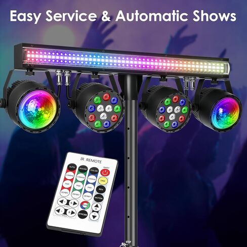 DJ Lights for Parties with Stand | 5in1 Professional Stage Lighting System | DMX512 | Sound Activated Party Light Set for Gigs, Wedding, Concert, Club, Live Events | 7FT Tripod in Kuwait