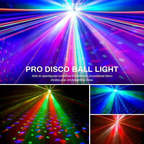 أضواء DJ للحفلات، عرض ضوء ليزر Pro 8 في 1 DMX512 مع ضوء كرة ديسكو، RGB وستروب ذهبي، أضواء LED سوداء تعمل بالأشعة فوق البنفسجية - إضاءة LED نشطة بالصوت للمنزل والكاريوكي والنوادي والعربات وإضاءة DJ in Kuwait