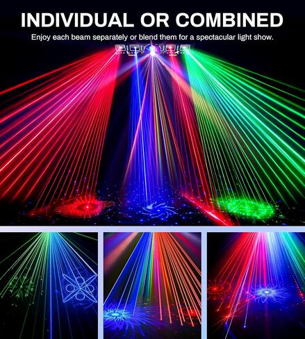 أضواء DJ للحفلات، عرض ضوء ليزر Pro 8 في 1 DMX512 مع ضوء كرة ديسكو، RGB وستروب ذهبي، أضواء LED سوداء تعمل بالأشعة فوق البنفسجية - إضاءة LED نشطة بالصوت للمنزل والكاريوكي والنوادي والعربات وإضاءة DJ in Kuwait