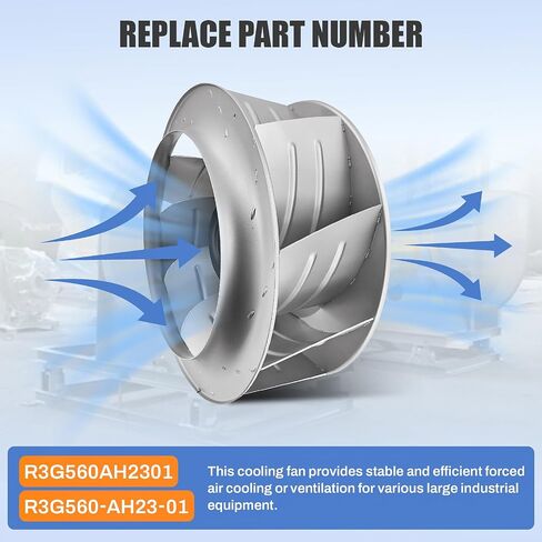 R3G560-AH23-01 مروحة تبريد 380/480 فولت 4.6 أمبير 3000 وات 1520 دورة في الدقيقة EC مروحة طرد مركزي IP54 لتنقية تكييف الهواء وتبديد الحرارة استبدال المروحة # R3G560AH2301 in Kuwait