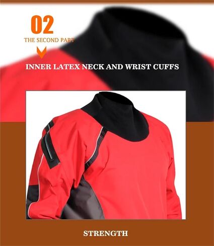 1-Piece Dry Suit For Men, 3 Ply, Latex Gasket, Red, Waterproof, Survival, Kayaking Equipment, Relief Zipper for Dinghy, Sailing, Kayaking(S) in Kuwait