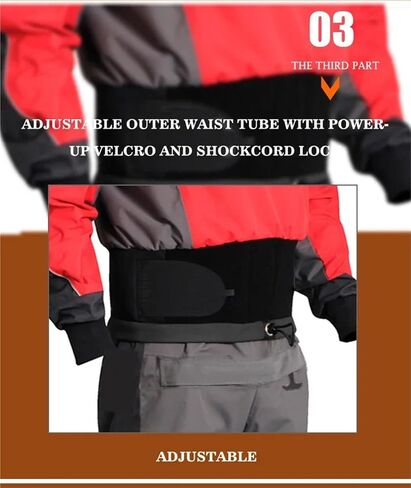1-Piece Dry Suit For Men, 3 Ply, Latex Gasket, Red, Waterproof, Survival, Kayaking Equipment, Relief Zipper for Dinghy, Sailing, Kayaking(S) in Kuwait