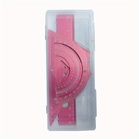 4 Piece Metal Drawing Tool Set with Storage Case, Precision Rulers and Protractor, Compact Kit for Drafting Home, Purple in Saudi Arabia