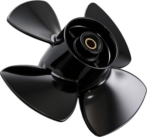 Heavy Duty High Thrust 4-Blade Aluminum Propeller for Tohatsu 6-9.9 HP Outboard Motors, 8.7x5 8.7x7 8.7x9, 12 Spline Tooth, Boat Prop Fits 6hp 8hp 9.8hp 9.9hp Models in Kuwait