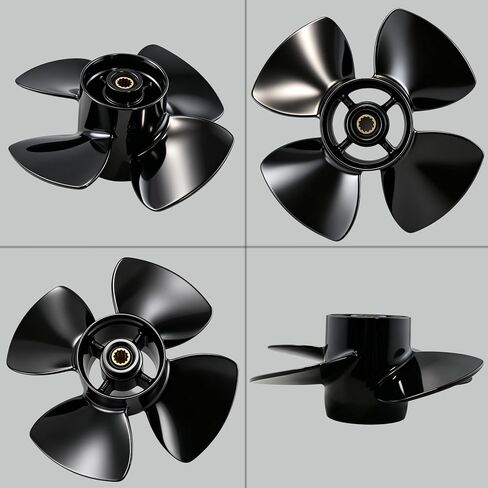 Heavy Duty High Thrust 4-Blade Aluminum Propeller for Tohatsu 6-9.9 HP Outboard Motors, 8.7x5 8.7x7 8.7x9, 12 Spline Tooth, Boat Prop Fits 6hp 8hp 9.8hp 9.9hp Models in Kuwait