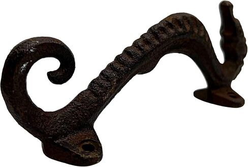 مقبض فرس البحر من الحديد الزهر البحري من Needzo، ديكور تحسين المنزل لمنزل الشاطئ أو غرفة ذات طابع خاص، خطاف لولبي للديكور، سحب الدرج، مقابض الخزانة، وأكثر من ذلك، 7.5 بوصة in Kuwait