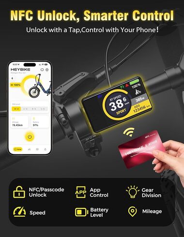 Heybike Ranger 3.0 Pro Fat Tire Electric Bike, 90Miles Long Range,720WH Removable Battery, 1200W Peak Motor 28MPH,20"*4 Foldable Step-Thru Ebike in Kuwait