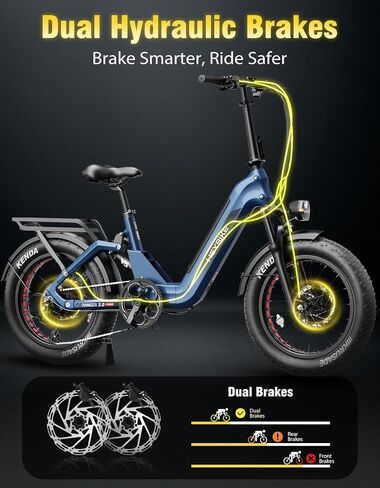 Heybike Ranger 3.0 Pro Fat Tire Electric Bike, 90Miles Long Range,720WH Removable Battery, 1200W Peak Motor 28MPH,20"*4 Foldable Step-Thru Ebike in Kuwait