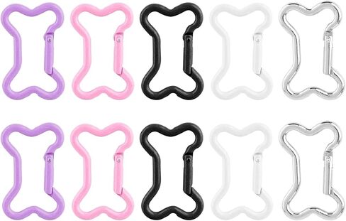 10 Pack Multicolor Carabiners Hook Clips, Dog Bone-Shaped Carabiner Clip Keychain Spring Snap Hook for Outdoor Hiking Traveling Pet Rope Connection in Kuwait