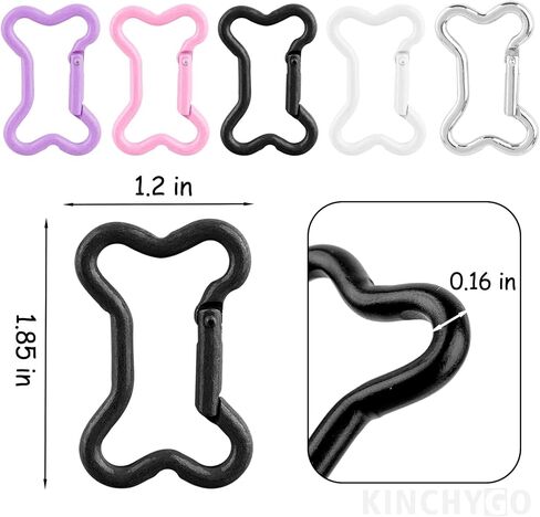 10 Pack Multicolor Carabiners Hook Clips, Dog Bone-Shaped Carabiner Clip Keychain Spring Snap Hook for Outdoor Hiking Traveling Pet Rope Connection in Kuwait