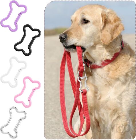 10 Pack Multicolor Carabiners Hook Clips, Dog Bone-Shaped Carabiner Clip Keychain Spring Snap Hook for Outdoor Hiking Traveling Pet Rope Connection in Kuwait