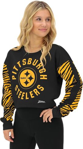 سويت شيرت نسائي قصير من Zubaz NFL Teams بأكمام حمار وحشي (X-Small - 3X-Large) in Kuwait