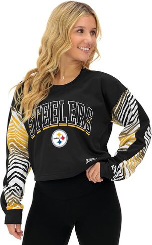 سويت شيرت نسائي قصير من Zubaz NFL Teams بأكمام حمار وحشي (X-Small - 3X-Large) in Kuwait