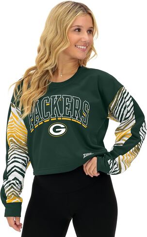 سويت شيرت نسائي قصير من Zubaz NFL Teams بأكمام حمار وحشي (X-Small - 3X-Large) in Kuwait