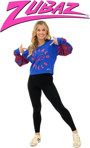 سويت شيرت نسائي قصير من Zubaz NFL Teams بأكمام حمار وحشي (X-Small - 3X-Large) in Kuwait