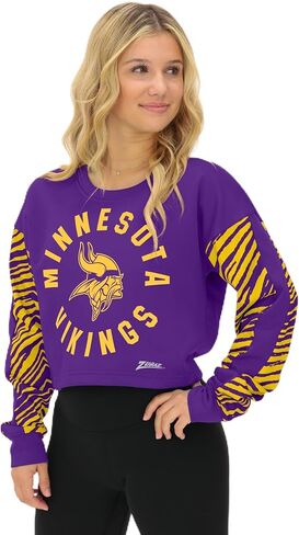 سويت شيرت نسائي قصير من Zubaz NFL Teams بأكمام حمار وحشي (X-Small - 3X-Large) in Kuwait