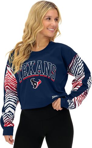 سويت شيرت نسائي قصير من Zubaz NFL Teams بأكمام حمار وحشي (X-Small - 3X-Large) in Kuwait