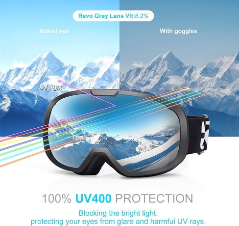 2pcs Ski Goggles Snowboard Goggles for Men Women Adults Youth,Over Glasses OTG/100% UV Protection/Anti-fog/Wide Vision in Kuwait