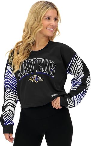 سويت شيرت نسائي قصير من Zubaz NFL Teams بأكمام حمار وحشي (X-Small - 3X-Large) in Kuwait