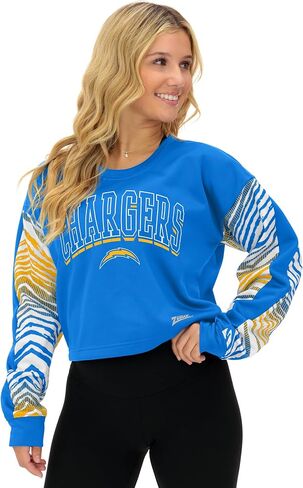 سويت شيرت نسائي قصير من Zubaz NFL Teams بأكمام حمار وحشي (X-Small - 3X-Large) in Kuwait