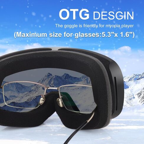 2pcs Ski Goggles Snowboard Goggles for Men Women Adults Youth,Over Glasses OTG/100% UV Protection/Anti-fog/Wide Vision in Kuwait