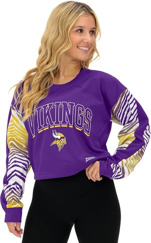 سويت شيرت نسائي قصير من Zubaz NFL Teams بأكمام حمار وحشي (X-Small - 3X-Large) in Kuwait