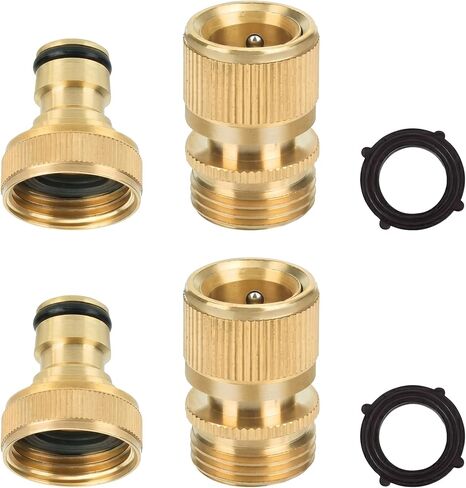 خرطوم حديقة سريع التوصيل 3/4 بوصة GHT، موصلات وتركيبات خرطوم مياه من النحاس الصلب، خرطوم حديقة للذكور والإناث، قطع سريع (مجموعتان) in Kuwait