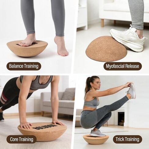 2026 NEW | Cork Half Ball for Surf Balance Board | Ø11.8" Wobble Board | Balance Boards Accessory for Yoga, Fitness, Rehab, Pilates & Surf Training | Eco-Friendly Natural Cork Slack Board in Kuwait