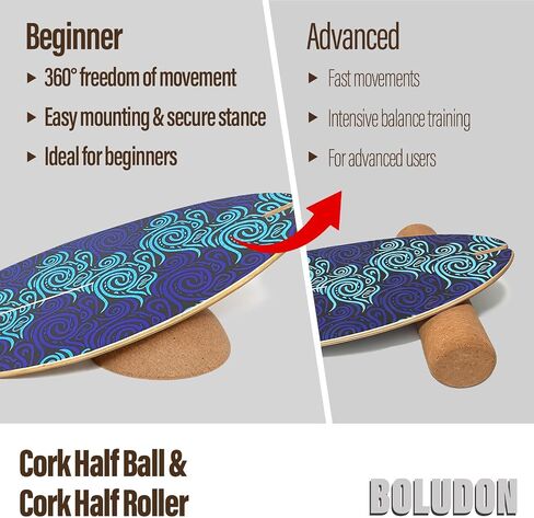 2026 NEW | Cork Half Ball for Surf Balance Board | Ø11.8" Wobble Board | Balance Boards Accessory for Yoga, Fitness, Rehab, Pilates & Surf Training | Eco-Friendly Natural Cork Slack Board in Kuwait