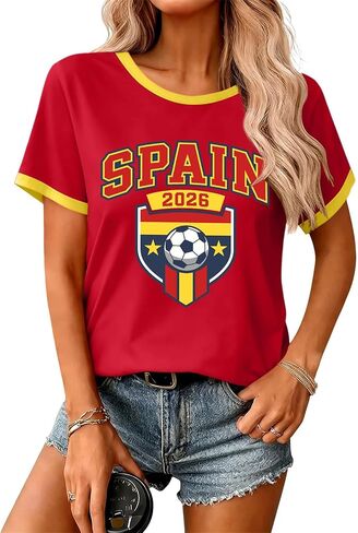كأس كرة القدم 2026 قميص المرأة الولايات المتحدة الأمريكية لكرة القدم جيرسي لعبة يوم تي شيرت مضحك مباراة كرة القدم الرسم الخامس الرقبة قصيرة الأكمام بلايز in Saudi Arabia