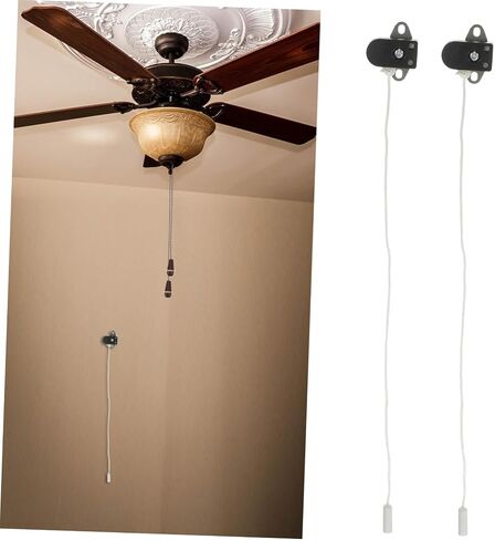 2pcs Bathroom Light Pull Cord Switch Easy Install Wall Lamp Pull for Desk Wall Lamps and Reliable Chain Ce Certified Black in Kuwait