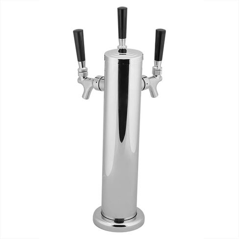 Stainless Steel Triple Tap Beer Dispenser, 3 Faucets Draft Kegerator Tower with 47Inch Long Tube for Serving Beer Juice Beverages in Kuwait
