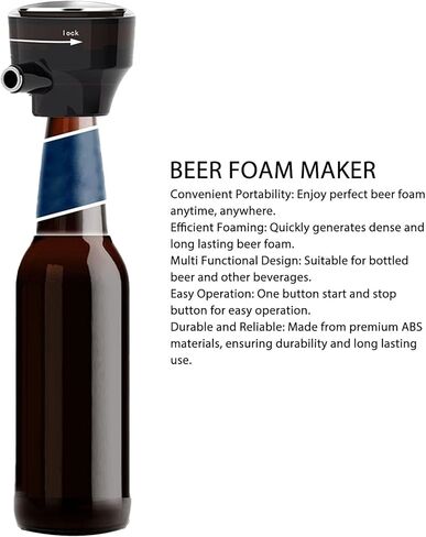 HERCHR Bottled Beer, One Button Operation Portable Beer Foamer Dispenser Mini Beer Foam Maker Battery Powered Quick Foaming for Bottled Beer in Kuwait