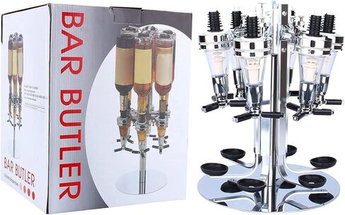 6 Bottle Liquor Dispenser, Revolving Dispenser for Alcohol, Whiskey Wine Dispenser, Bar Accessories for the Home Bar Set in Kuwait