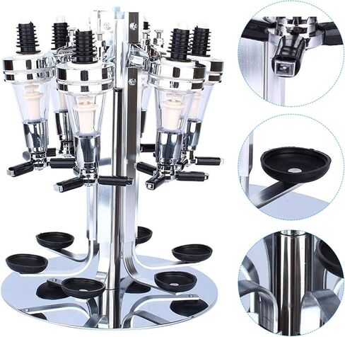 6 Bottle Liquor Dispenser, Revolving Dispenser for Alcohol, Whiskey Wine Dispenser, Bar Accessories for the Home Bar Set in Kuwait