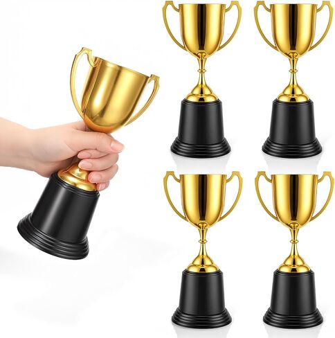 4 Pack 9 Inch Gold Trophy Award, Plastic Gold Award-Trophy Bulk Gold-Award Trophies Golden Trophies Trophy Cup Sports events, Festival Celebrations, Party Games, Class Rewards, and Footabll Competitio in Kuwait
