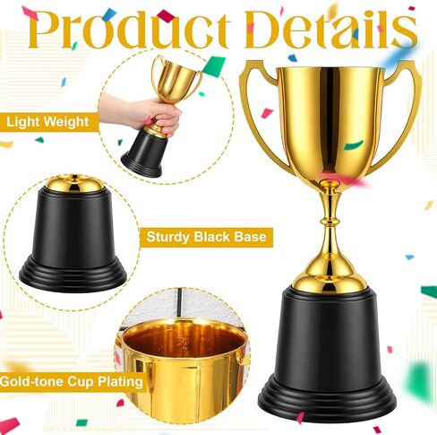 4 Pack 9 Inch Gold Trophy Award, Plastic Gold Award-Trophy Bulk Gold-Award Trophies Golden Trophies Trophy Cup Sports events, Festival Celebrations, Party Games, Class Rewards, and Footabll Competitio in Kuwait