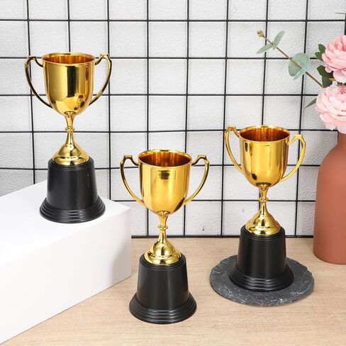 4 Pack 9 Inch Gold Trophy Award, Plastic Gold Award-Trophy Bulk Gold-Award Trophies Golden Trophies Trophy Cup Sports events, Festival Celebrations, Party Games, Class Rewards, and Footabll Competitio in Kuwait