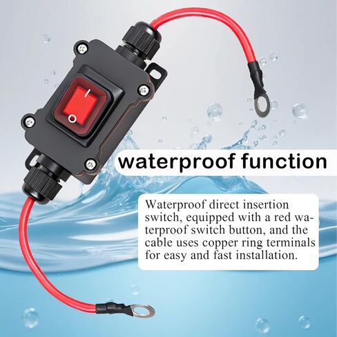 DC 12V Inline Switch DC 12-24V, 10AWG Pure Copper Cable 25A Waterproof IP67 Inline on/Off, DPST Double-Sided Wiring Inline Power Switch, Suitable for Motorcycles, Cars, Outdoor All Terrain Vehicles in Kuwait