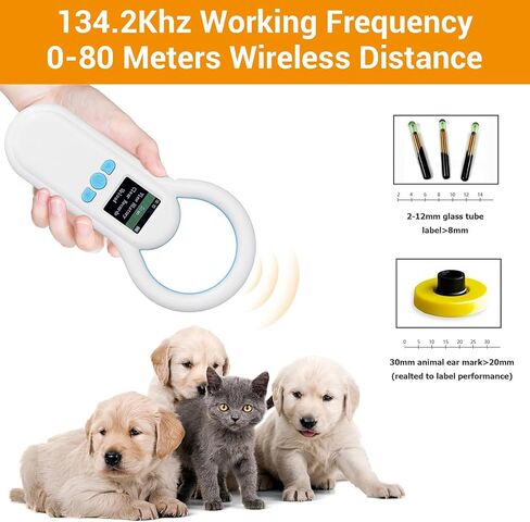 S20 Pet Microchip Scanner 134.2 كيلو هرتز قارئ معرف الحيوان المحمول مع شاشة TFT 1.44 بوصة، وتخزين 500 سجل، ISO 11784/11785 FDX - B متوافق مع الأطباء البيطريين والملاجئ & in Kuwait